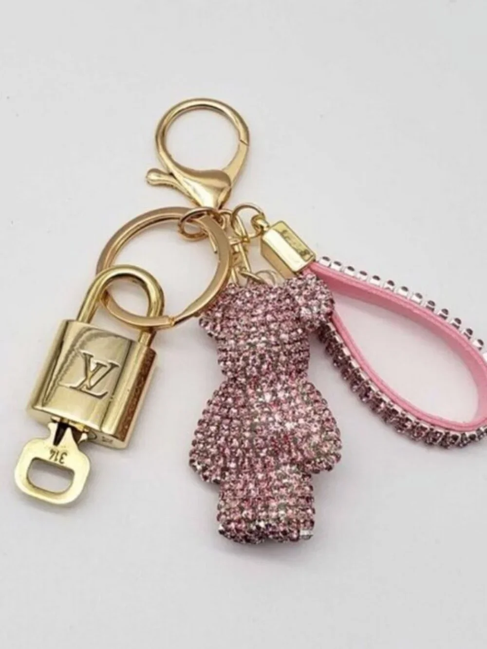 Authentic LV Gold Padlock & Key Set ✨ Luxury Bag Charm w/ Unbranded Keychain